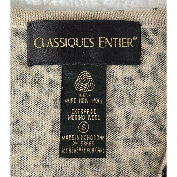 Classiques Entier Women's Sz S Leopard Button Front New Wool Cardigan Sweater - Picture 4 of 6